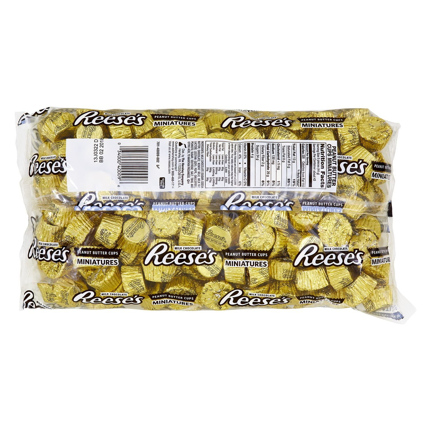 REESE'S, Miniatures Gold Foils Milk Chocolate Peanut Butter Cups Candy, Bulk, 66.7 oz, Bulk Bag