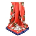 thumbnail image 5 of ZQUUVOU Women's Silk Satin Hair Scarf Botanical Leaf Print Vintage Large Square Bandana Neck Scarf Shawl Head Wrap Red, 5 of 5