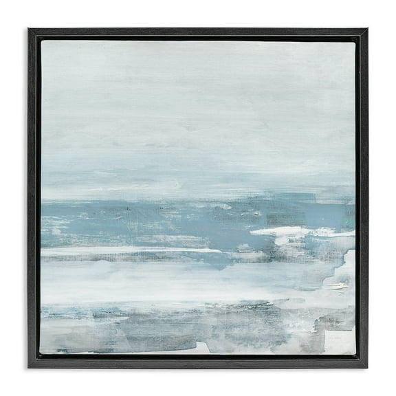 Stupell Industries Foggy Ocean Abstraction Abstract Painting Black Floater Framed Canvas Art Print Wall Art, 18 x 18