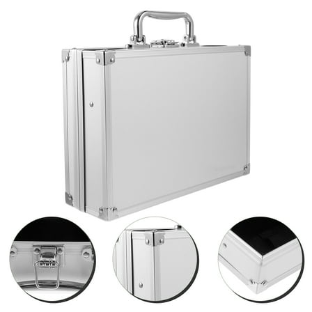 YEAHIBABY Lightweight Aluminum Briefcase Silver Metal Case Lock for Versatile Storage