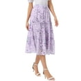 thumbnail image 4 of INSPIRE CHIC Women's Floral Skirt Elastic High Waist Ankle Length Chiffon A-Line Skirt XS Purple Floral, 4 of 6