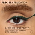 thumbnail image 3 of L'Oreal Paris Haute Precision Waterproof Liquid Eyeliner, Green Velvet 40, 0.03 fl oz, 3 of 8