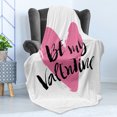 thumbnail image 4 of Valentines Day Soft Flannel Fleece Throw Blanket, Be My Valentine Words with Romantic Cartoon Like Heart Love Image, Cozy Plush for Indoor and Outdoor Use, 70" x 90", Pink and Black, by Ambesonne, 4 of 5