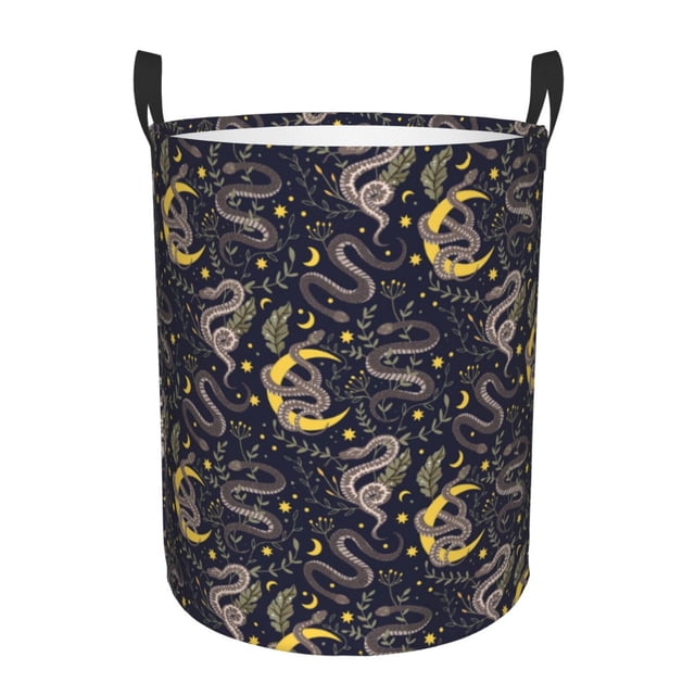 Balery Snake Sleep Cesta de ropa redonda con asas, impermeable, independiente, para ropa, juguetes, dormitorio y familia-Medium