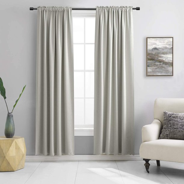90 Inch Length Blackout Curtain Panels For Living Room Thermal Insulated Solid Nbsp Rod Pocket Curtains For Dining Room 2 Panels Light Grey Walmart Com Walmart Com