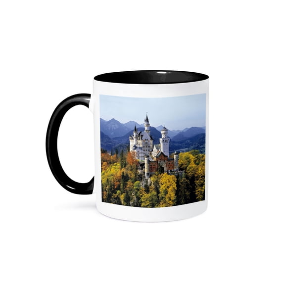 3dRose, Neuschwanstein castle, Bavaria, Germany - EU10 RER0071 - Ric Ergenbright, 11oz Two-Tone Black Mug