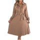 thumbnail image 3 of TaTaai Women‘s Casual Collared Dress, Long Sleeve Shirt Dress Maxi Length, Solid Color Button Down Tunic Dress, Fall Winter Office Wear Gift, 3 of 8