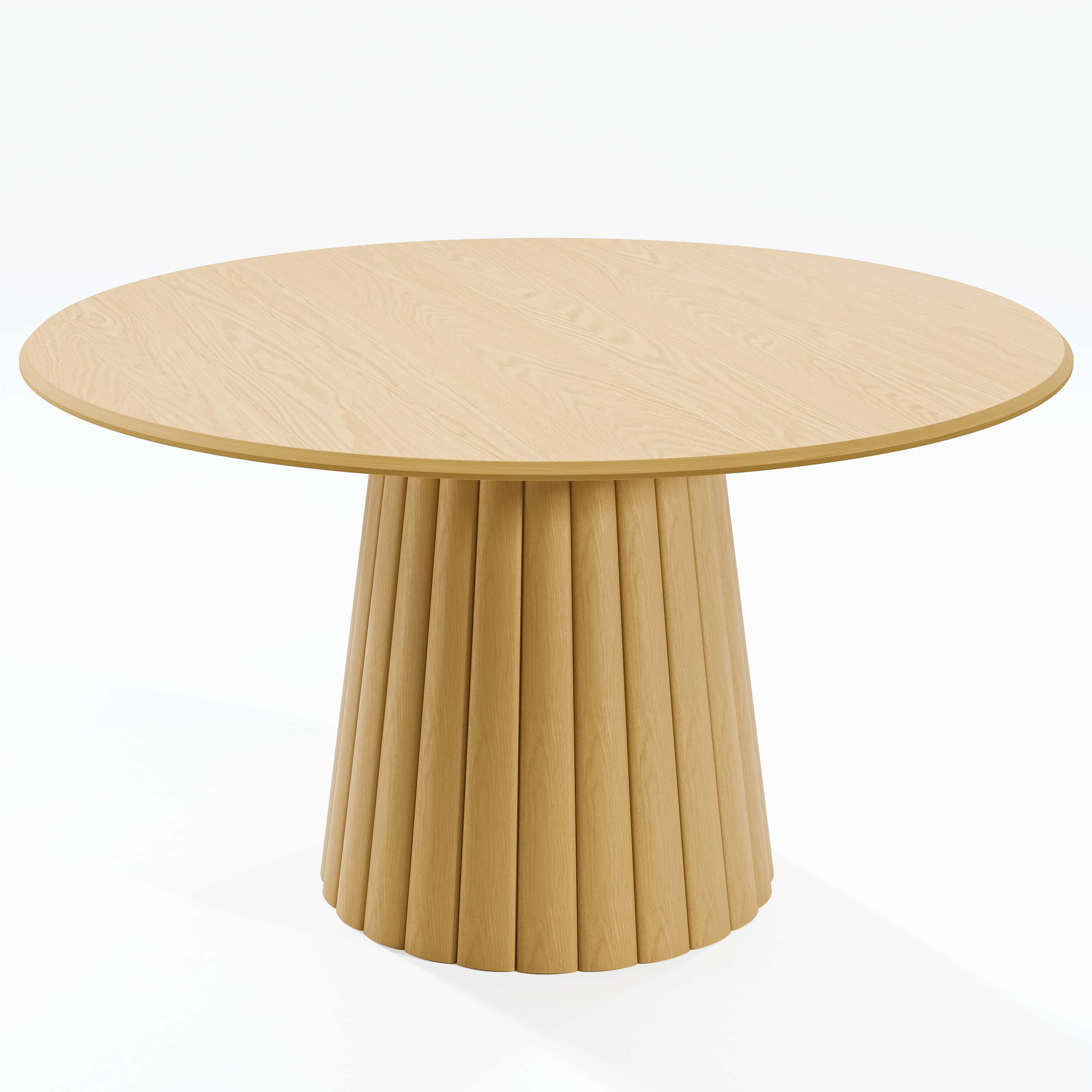 52 in. Soild Wood Natural Oak Dining Table Round Kitchen Table