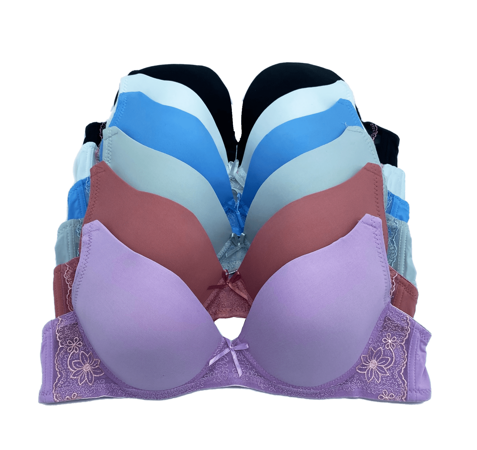 6 pieces of Pushup Underwired Lace Lady's Gentle Push Up Bra A B C Cup 34C  (83356-53L4-53L2) 