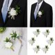 thumbnail image 2 of 6Pcs Realistic White Rose Boutonnieres for Wedding Party Elegant Florals Lapel Pin Accessory Stylish Suit Decoration, 2 of 4