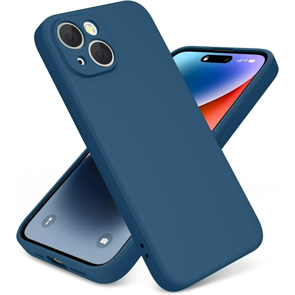 Étui de Protection en Silicone Mince pour iPhone 15 PLUS, Étui Pare-Chocs en Silicone Souple Antichoc Anti-Rayures - Bleu Foncé