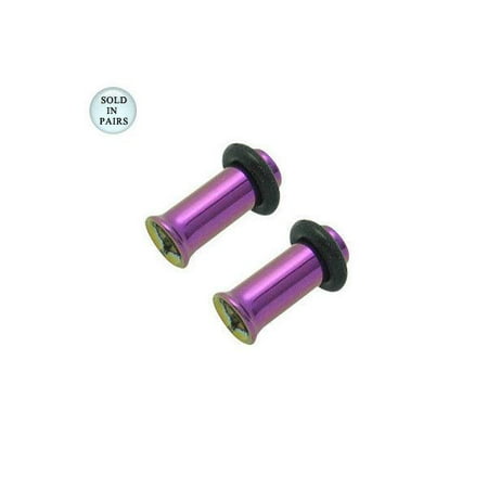 Titanium Tunnel - Purple Anodized Titanium Tunnel Ear Plugs - 6 Gauge