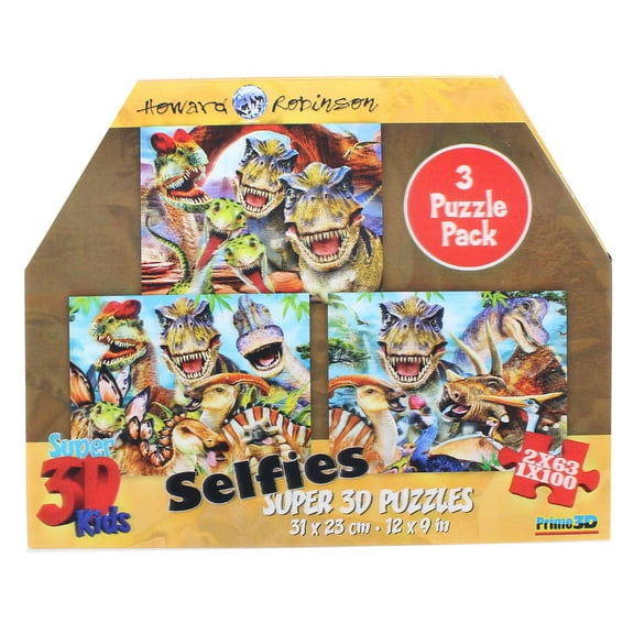 Howard Robinson- Dinosaur Selfies 63 & 100pc 3D Puzzle Box of 2