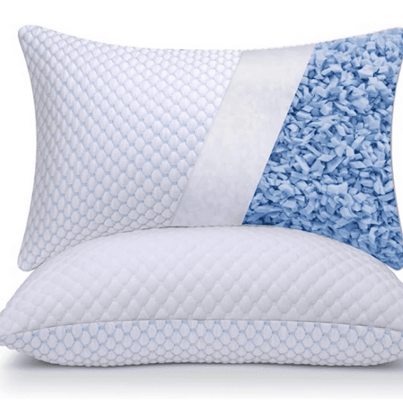 Shredded Memory Foam Pillows Queen Size Set of 2, Cooling Pillows for S ping 2 Pack, Adjustable Loft Bed Firm or Soft Pillows for Side, Back, Stomach, Hot S pers (20"x 30")