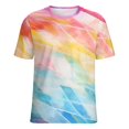thumbnail image 5 of Color Texture Women's Short Sleeve T-Shirt Crew Neck Casual Summer Trendy Loose Fit Tops, 5 of 7