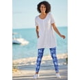 thumbnail image 5 of Woman Within Plus Size Petite Stretch-Cotton Knit Pull-On Printed Leggings, 5 of 6