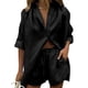 thumbnail image 1 of Txlixc, conjunto de ropa informal para mujer, camisas con botones de manga 3/4 de Color sólido de verano, Tops y pantalones cortos con cordón, trajes Txlixc Moda, 1 of 4