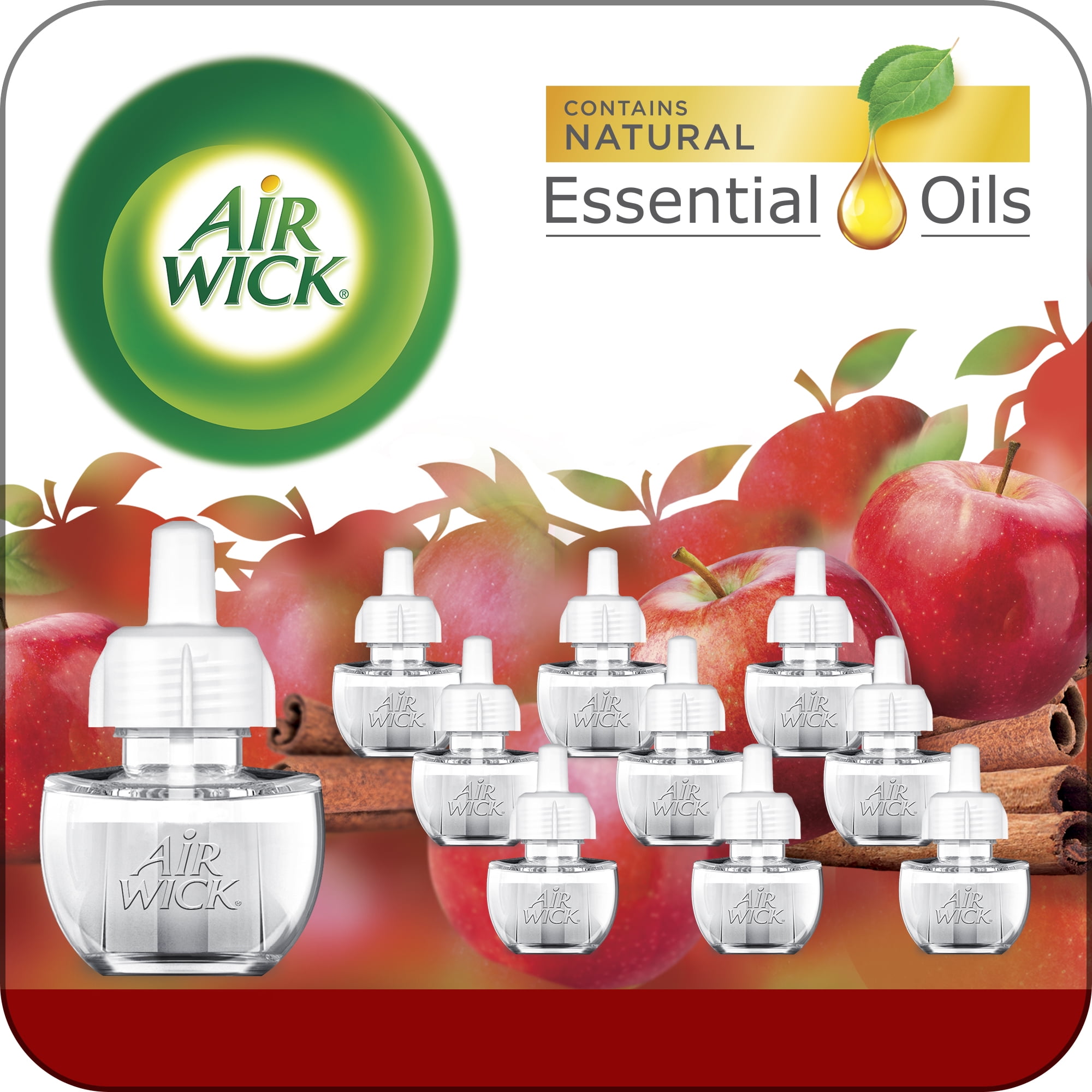 Air Wick Plug in Scented Oil Refill, 10 ct, Apple Cinnamon, Air