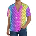 thumbnail image 3 of Naloa Rainbow Scales2 Men's Loose Fit Cuban Collar Short-Sleeve Shirt with Button-down and Chest Pocket for Everyday Wear Outings - X-Large, 3 of 7