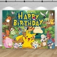 thumbnail image 2 of Fondo de fotografía de feliz cumpleaños de Pokémon, decoración para baby shower de niños y niños, pancarta de fondo de anime de Pikachu, monstruo de bolsillo, 2 of 4