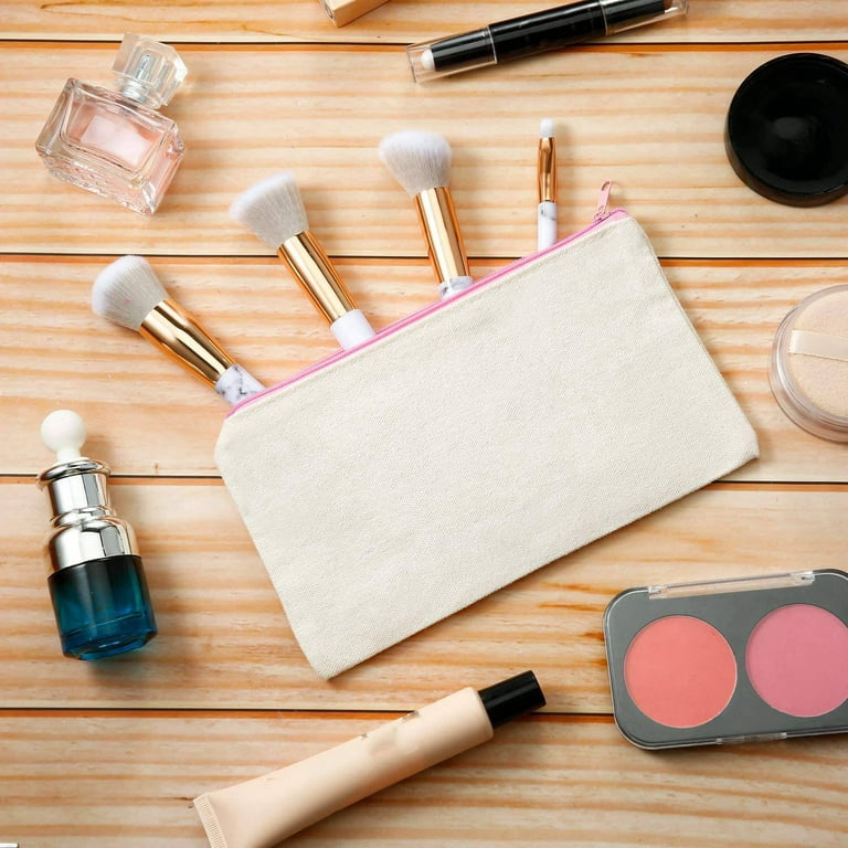 10Pcs Canvas Makeup Bags Canvas Zipper Pouch Bags Pencil Case Blank DIY  Craft Bags Cosmetic Pouch
