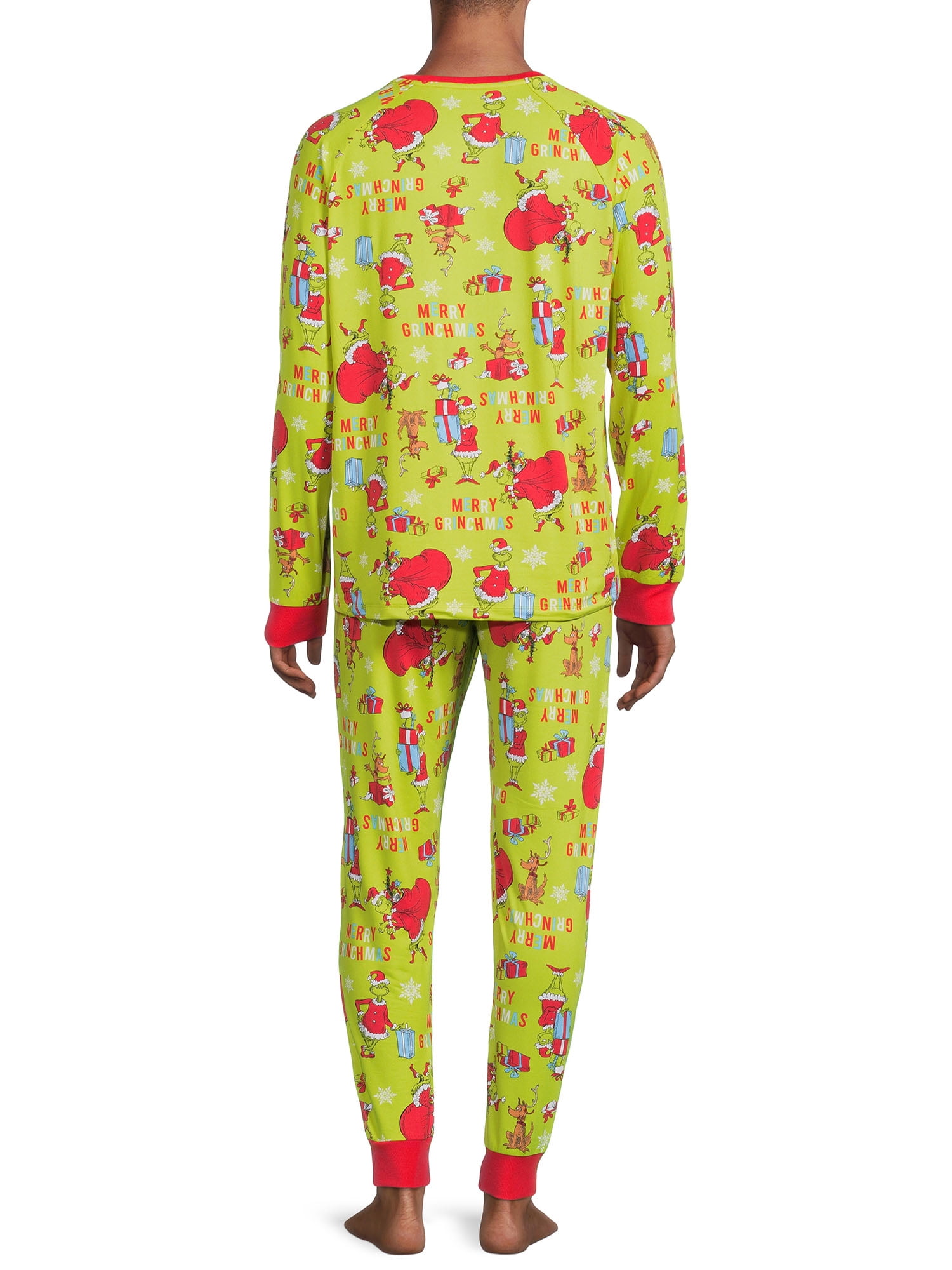 Dr. Seuss Grinch Matching Family Sleepwear Men's Long Sleeve Top and Pants, 2-Piece Pajama Set