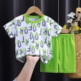 thumbnail image 2 of Xudanell Toddler Baby Boy Summer Clothes Short Sleeve Tops+Elastic Drawstring Plaid Shorts Dinosaur Print Outfit Set Size 5-6 Years, 2 of 4