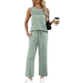 thumbnail image 1 of Conjunto de ropa de verano WIHOLL de dos piezas para mujer, color verde XL, 1 of 5