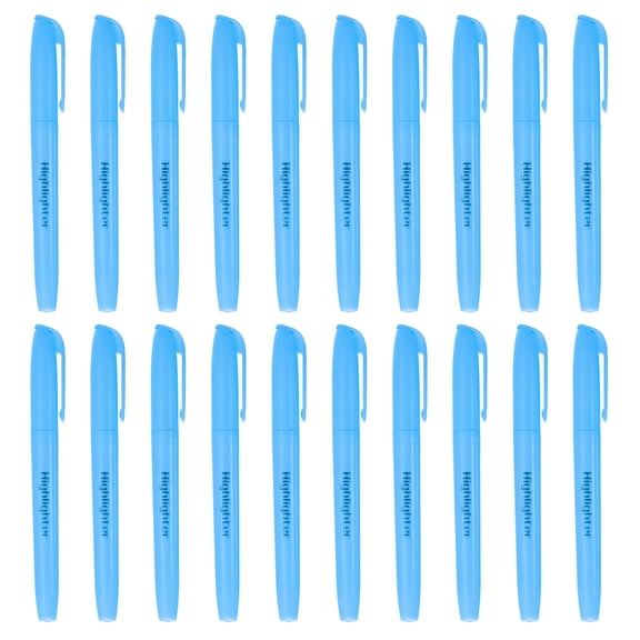 Uxcell Blue Highlighter, 20 Pack No Bleeds Highlighters Pens Neon Clear View Bright Quick Dry Pocket Marker Pen Sticks Chisel Tip Cute for Books Office Adults