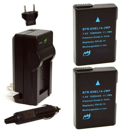 Replacement for Nikon D3400 Battery (2-Pack, 1500mAh) and Charger