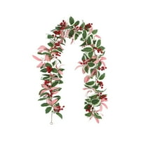 hulanddfd Christmas Artificial Garlands - 1pc Simulation Holly Leaves Rattan with Berries Realistic Faux Green Plants Decoration for Mantle Wall Door Indoor Outdoor Decor 64.96"/165cm