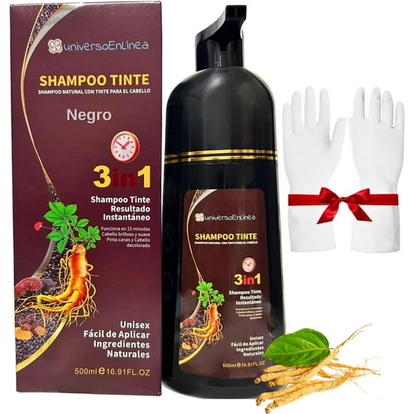 Shampoo tinte Instantáneo Orgánico Cubre Canas natural Jengibre negro UNIVERSOENLINEA.COM