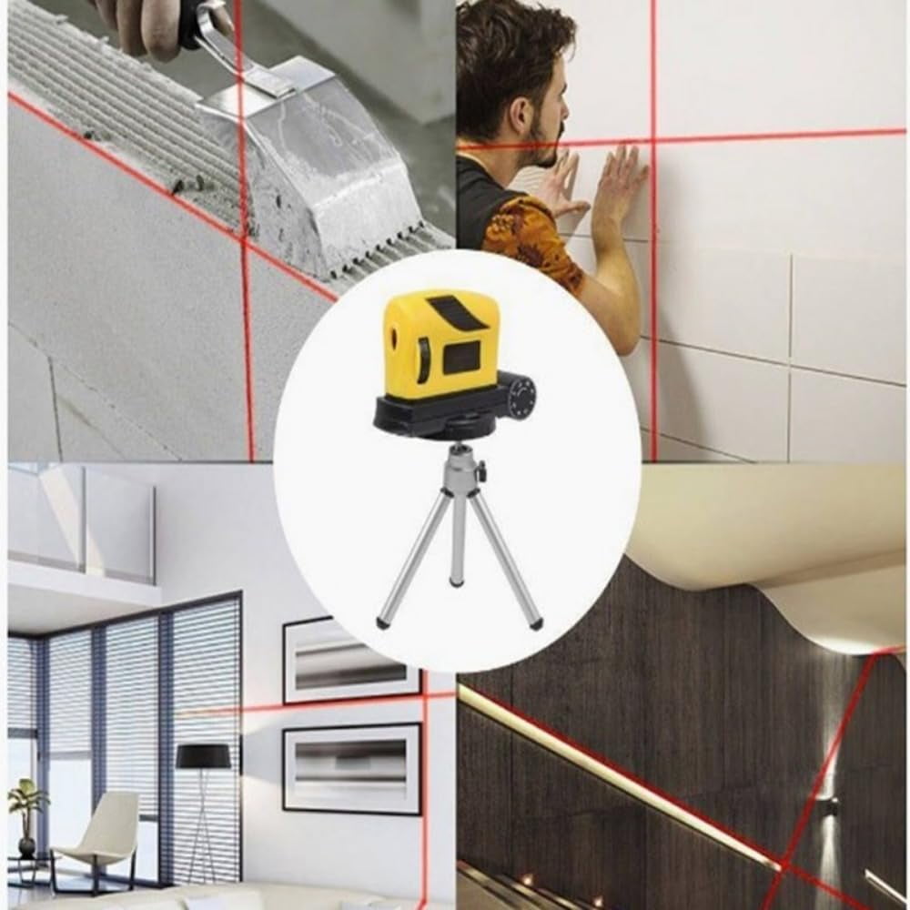 Infrared Level with Tripod 360 Degree Rotatable Self Leveling Point Line Cross Infrared Instrument Yellow