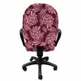 thumbnail image 3 of Flowers Office Chair Slipcover, Abstract Style Pastel Toned Floral Petals Bouquets Retro Themed Royal, Protective Stretch Decorative Fabric Cover, Standard Size, Dark Magenta Pale Pink, by Ambesonne, 3 of 5