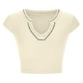 thumbnail image 3 of Lindreshi Crop Tops for Women Clearance Women's Summer V-Neck Short Sleeve Umbilical Tank, 3 of 5