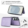 thumbnail image 2 of Decase for Samsung Galaxy S25 Edge Flip PU Leather Back Cover with 2-in-1 Detachable Magnetic Wallet with 5 Card Slots Compatible Mag-Safe and RFlD Blocking Kickstand and Wireless Charging,Purple, 2 of 6