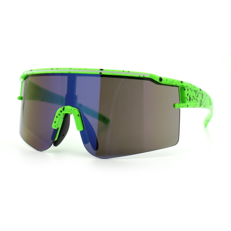 Color Mirror Lens Oversized Half Rim Sport Rectangle Monoblock