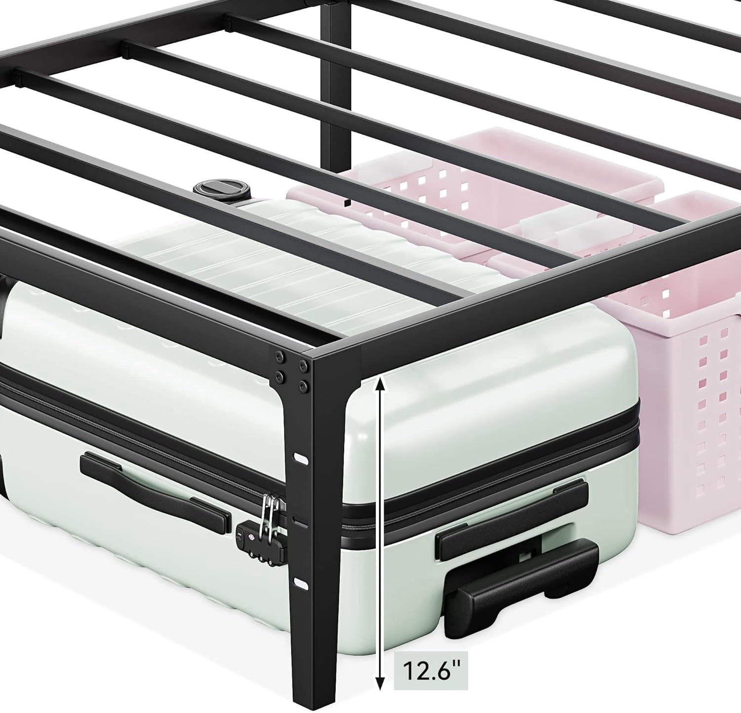 NEILA Sturdy Metal Bed Frame in Twin, Full, Queen, and King Sizes – Easy Assembly, Noise-Free Design, 12-Inch Under-Bed Storage, Heavy Duty Construction, No Box Spring Required