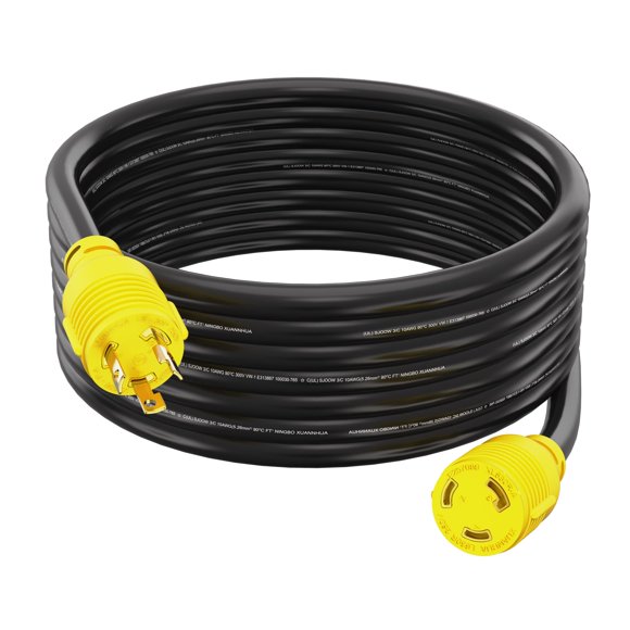 Houseables 30 Amp Generator Cord, L6-30 Extension Cord, L6-30R, L6-30P, Generator Cable, 3 Prong, 250V Extension, 30amp, NEMA, Twist Lock, Power Cable, Ho