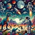 thumbnail image 3 of Ambesonne Outer Space Duvet Cover Set, Surreal Astronaut Moon, Queen, Multicolor Teal Red, 3 of 6