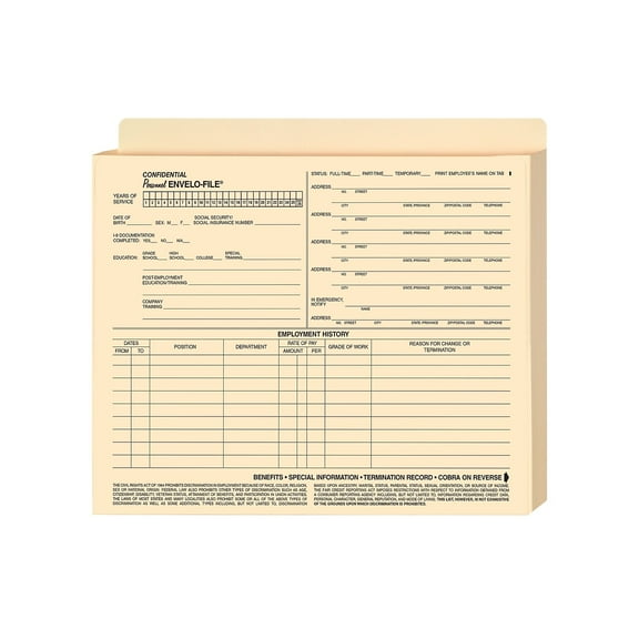 ComplyRight Expandable Confidential Personnel Envelo-File (A0720)