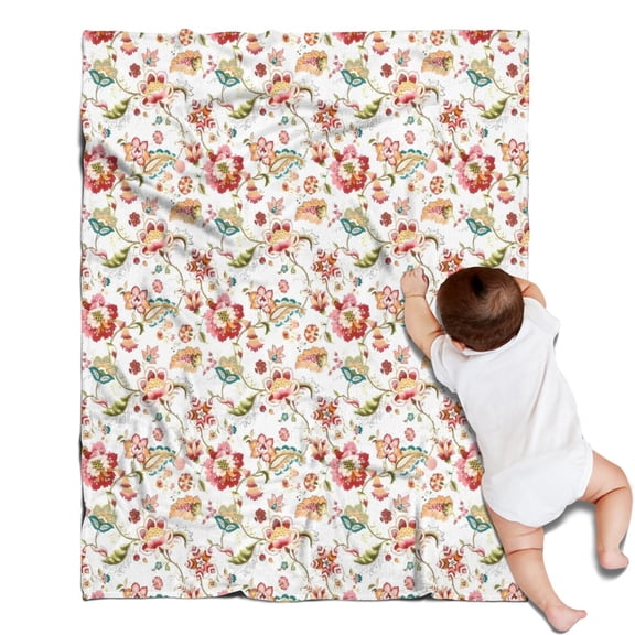 Pioneer Flower Floral Print Pattern Blanket,Comfortable Soft Flannel Throw Blanket,All Season,Warm Lightweight Blankets for Sofa Bed Couch Living Room Chair,30"x40"