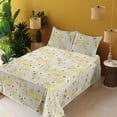 thumbnail image 2 of Ambesonne Floral Fitted & Flat Sheet with Sham 3 Pcs Set, Hand-Drawn Minimal Flowers, Twin XL, Mustard Vermilion and Orange, 2 of 5