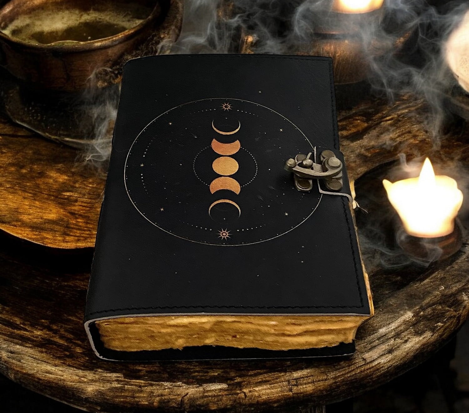 Blank Spell Book of Shadows Journal Grimoire Moon Phases Prayer Pagan Antique Witchcraft Supplies Wiccan Notebook Daily  7x5 inch 200 Pages
