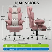 GTPLAYER Ergonomic Executive Cozy Fabric Gaming Office Chair with Footrest, Pink&Gray
