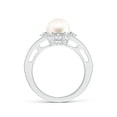 thumbnail image 2 of Angara Freshwater Cultured Pearl and Diamond Ring with Floral Halo in 14K White Gold for Women | June Birthstone Jewelry for Her, 2 of 5