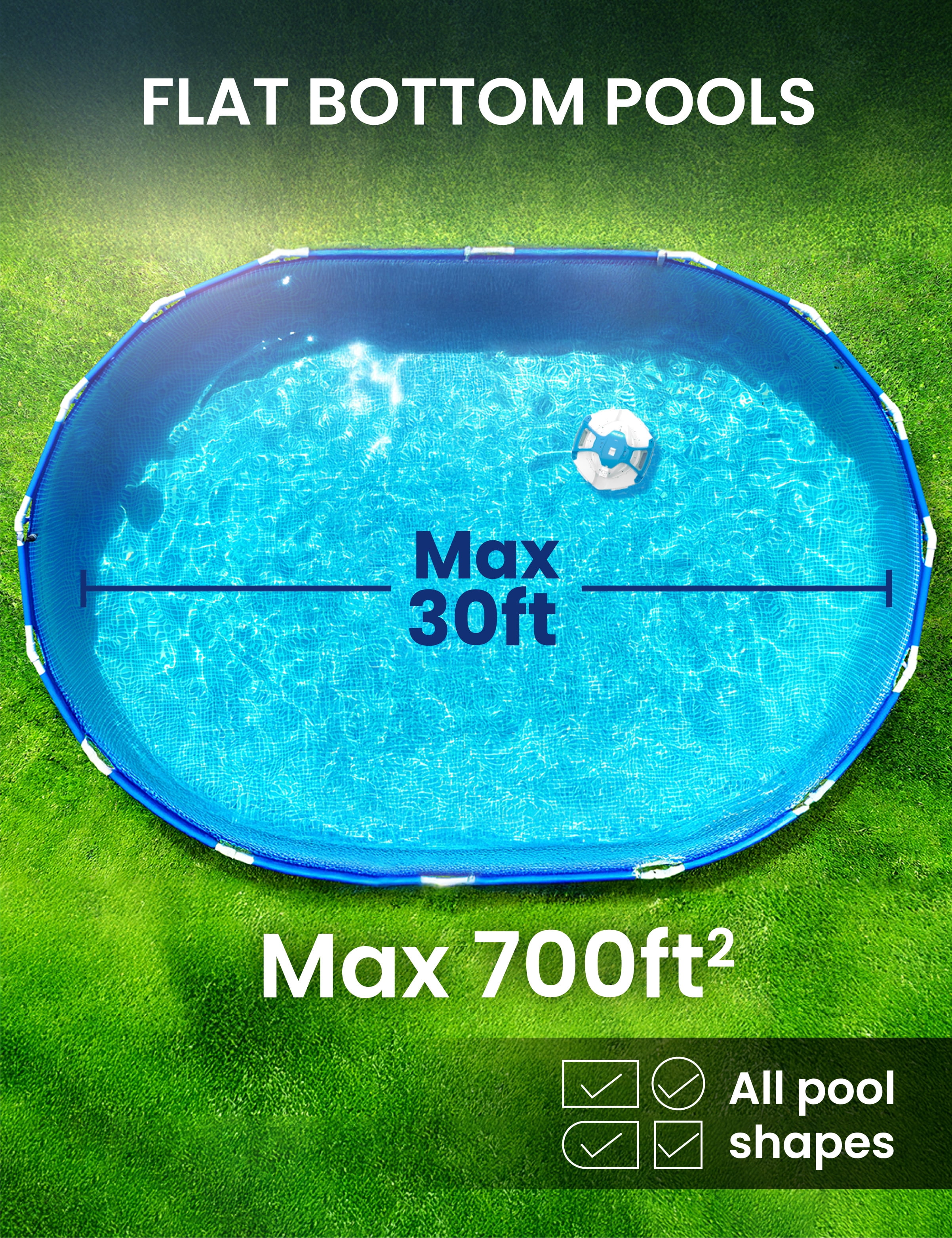 Kokido Robotic Pool Bottom Cleaner XTROJET 420 Cordless for Above-Ground Pools Up to 700 Sq Ft, 75 Mins Runtime