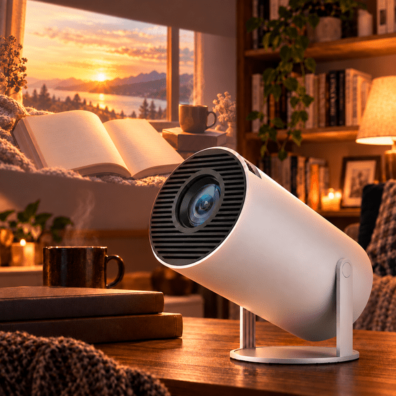 page projector,page projector for reading,Bluetooth 5.4 & WiFi 6 Capable, Built-In 5W Stereo Speakers with Auto Image Calibration, Portable Mini Book Projector for Family Bedroom Night Entertainment
