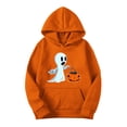 thumbnail image 4 of EchfiProm Womens Sweatshirt Oversized Hooded with Pocket Orange Soft Ghost Print Long Sleeve Tops for Ladies Pullover 3XL, 4 of 5