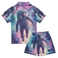thumbnail image 2 of FORMRS Kids Short Sleeve Top and Pants Pajama Set Unisex Satin 2-Piece Sleepwear, Sizes 5-6Y, Astronaut Pattern, 2 of 8